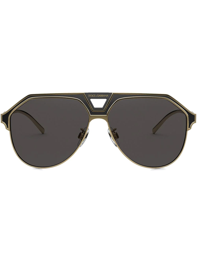 Shop Dolce & Gabbana Miami Pilot-frame Sunglasses In Black