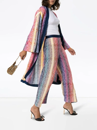 Shop Mary Katrantzou Sola Rainbow Stripe Knit Cardigan In Blue