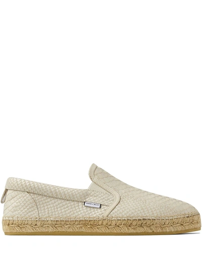 Shop Jimmy Choo Vlad Textured Leather Loafers In Neutrals