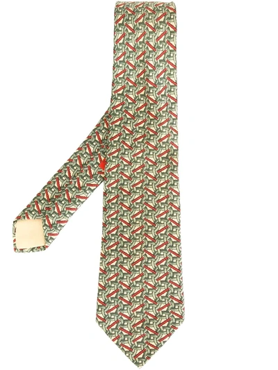 Pre-owned Hermes 1990s Geometric-print Silk Tie In Multicolour