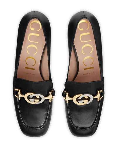 Shop Gucci Mocassino Tacco Medio Zumi Loafers In Black