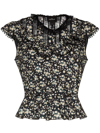 Shop The Marc Jacobs The Victorian Lace Trim Floral Top In Black
