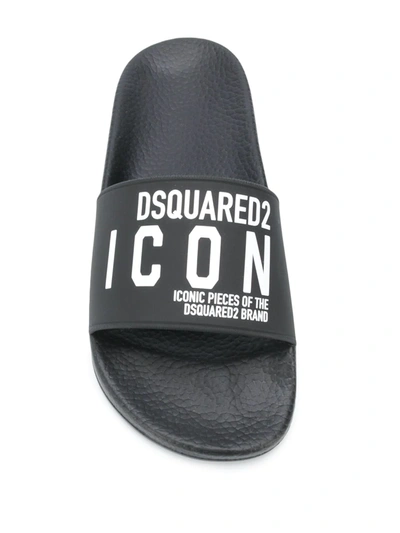 Shop Dsquared2 Icon Logo Pool Slides In Black