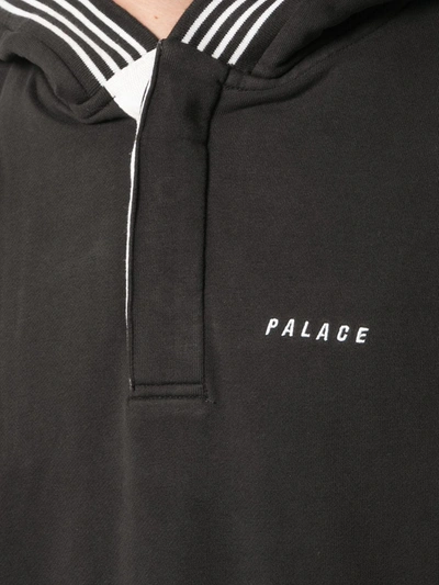 Shop Palace P-rib Stripe-trim Hoodie In Black
