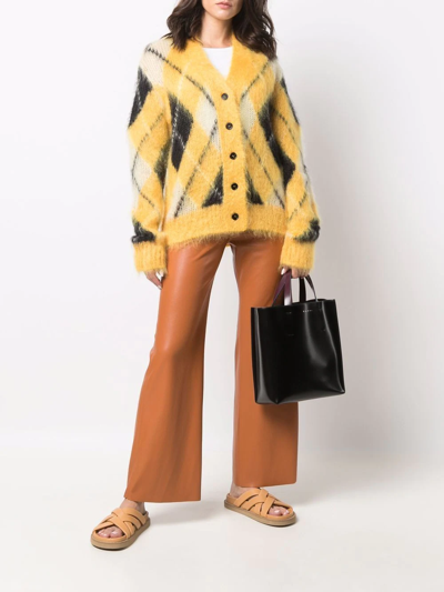 Shop Marni Argyle-pattern Knitted Cardigan In Yellow