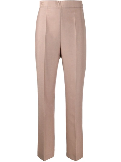 Shop Fendi Tailored Ff Trousers In Neutrals