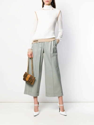 Shop Fendi Cropped Panelled Trousers In Grey