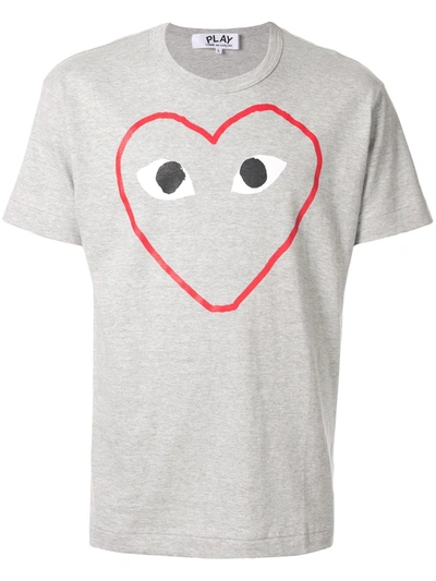 Comme Des Garçons Play Comme Des Garcons Play Outline Heart Tee In Grey