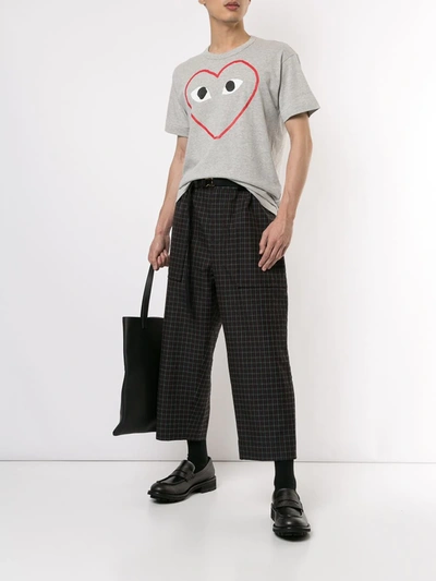 Shop Comme Des Garçons Play Play Logo T-shirt In Grey