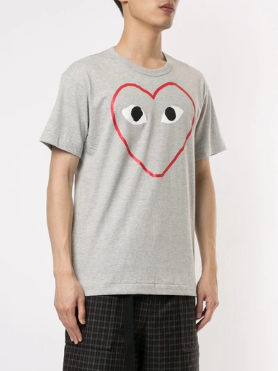 Shop Comme Des Garçons Play Play Logo T-shirt In Grey