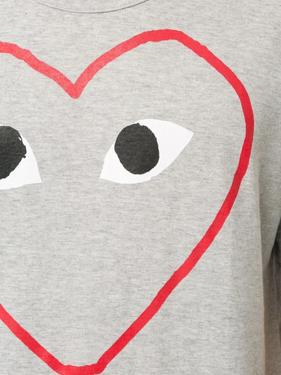 Shop Comme Des Garçons Play Play Logo T-shirt In Grey