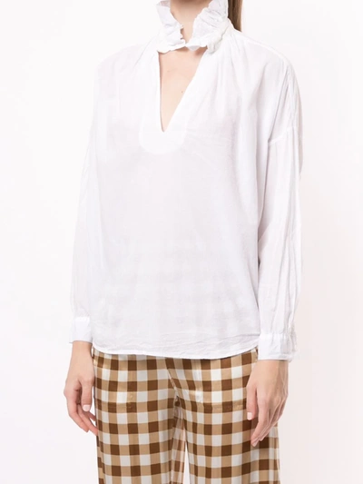 Shop A Shirt Thing Penelope Ruffled Neck Blouse In White