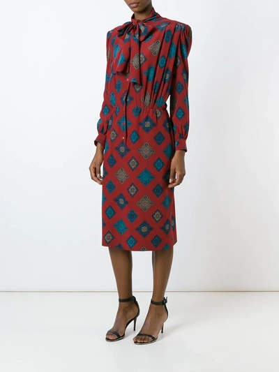 Pre-owned Jean Louis Scherrer Vintage Printed Dress In Red