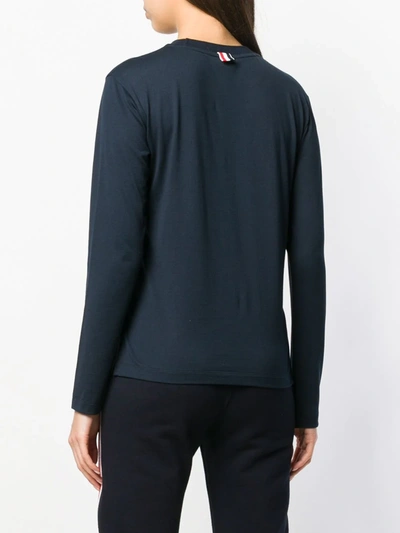 Shop Thom Browne Logo-patch Long-sleeve T-shirt In Blue