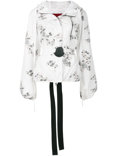 Shop Moncler Floral Patch Hooded Jacket In White