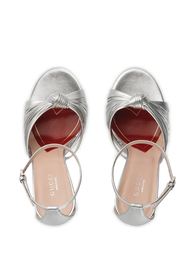 Shop Gucci Metallic Leather Sandal In Silver