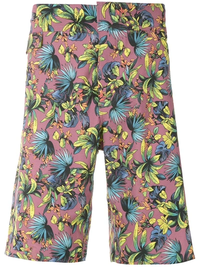 Amir Slama Foliage Print Swim Short In Red