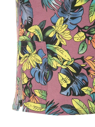 Amir Slama Foliage Print Swim Short In Red