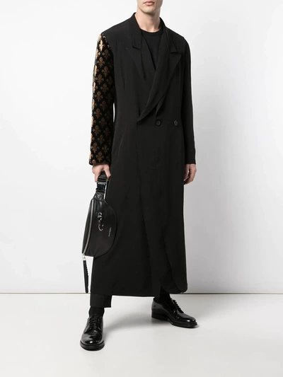 Shop Yohji Yamamoto Contrast Sleeve Coat In Black