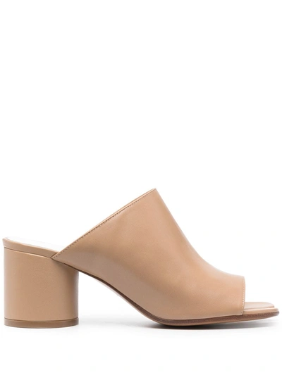 Shop Maison Margiela Mid-heel Leather Mules In Neutrals