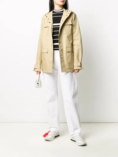 Off-white Perforated Short Trench Coat In Neutrals