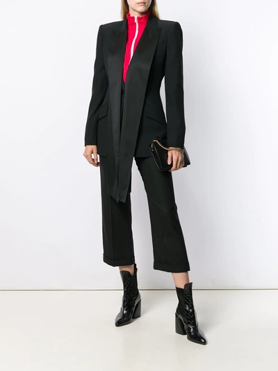 Alexander Mcqueen Asymmetric-drape Double-breasted Jacket In Black