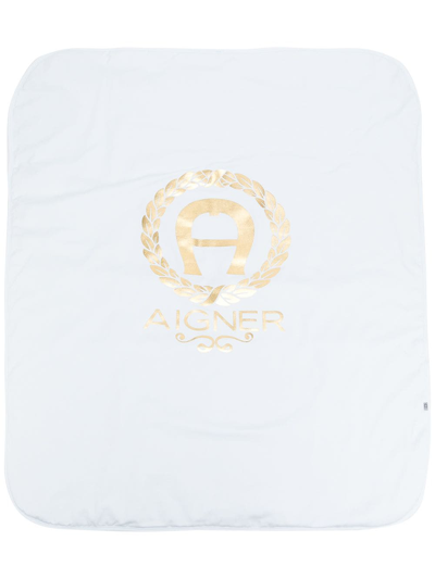 Shop Aigner Logo-print Quilted Blanket In Green