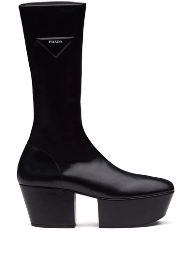 三角形LOGO厚底高筒靴