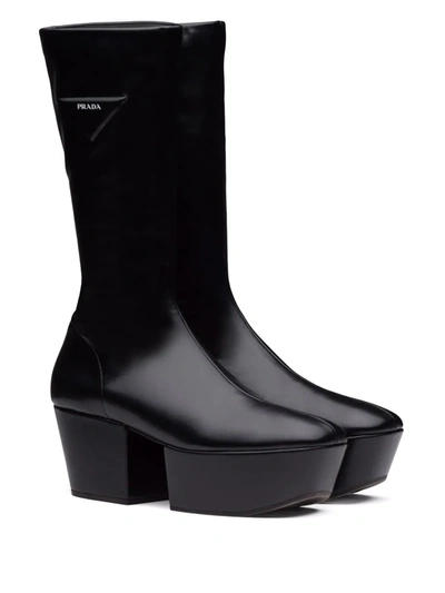 三角形LOGO厚底高筒靴