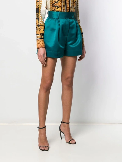Shop Styland Flared High-waisted Shorts In Green