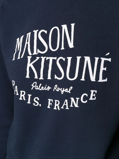 Shop Maison Kitsuné Logo Embroidered Sweatshirt In Blue