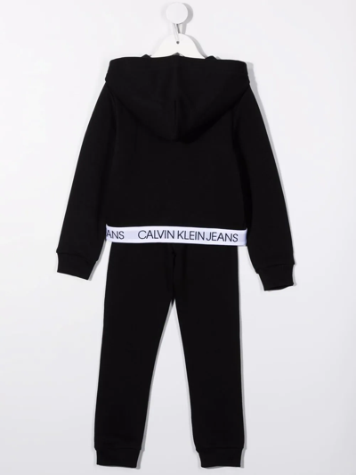 Shop Calvin Klein Logo Tape Cotton Tracksuit In 黑色