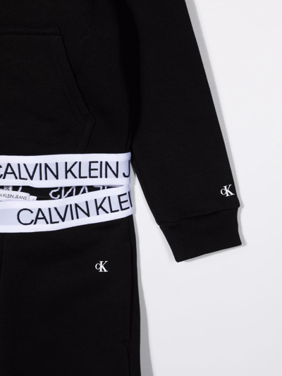 Calvin Klein Logo Tape Cotton Tracksuit In 黑色