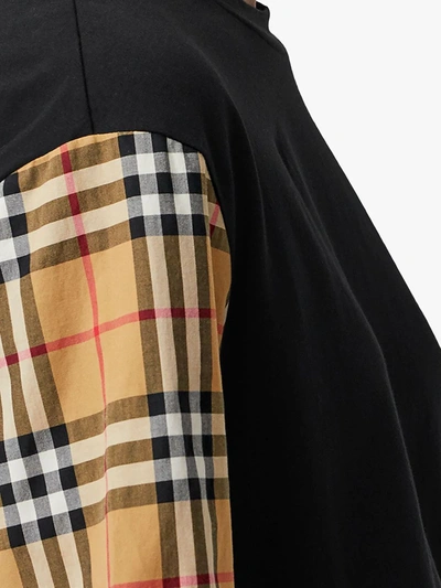 Shop Burberry Vintage Check-sleeve Cotton Oversized T-shirt In Black