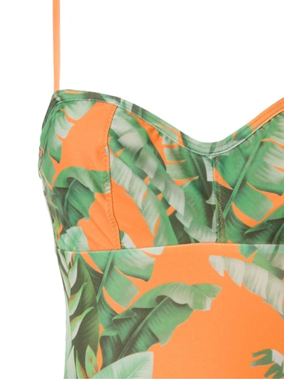 Shop Amir Slama Floral Print Swimsuit In Orange