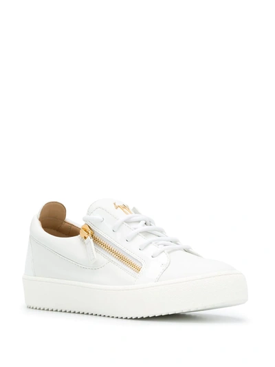 Shop Giuseppe Zanotti Zip Detail Low-top Sneakers In White