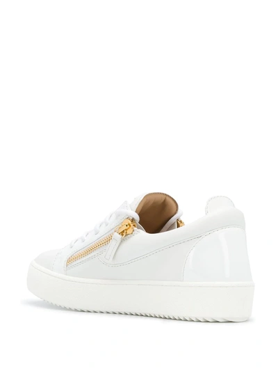 Shop Giuseppe Zanotti Zip Detail Low-top Sneakers In White