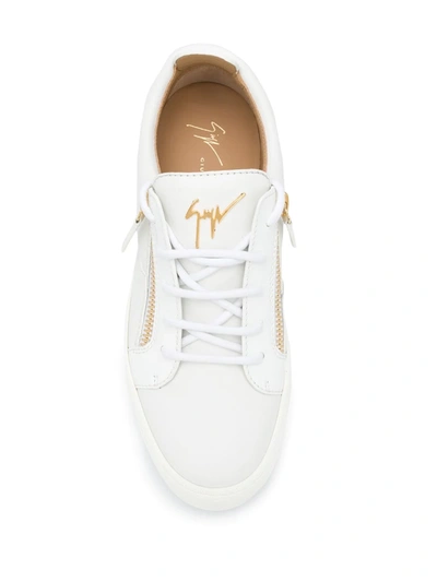 Shop Giuseppe Zanotti Zip Detail Low-top Sneakers In White