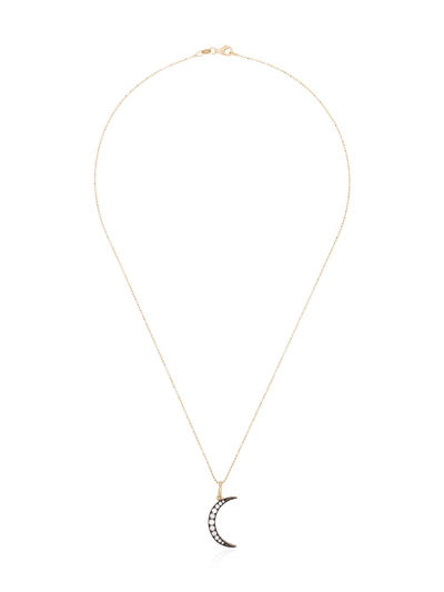 Shop Andrea Fohrman Crescent Moon Diamond Necklace In Yellow Gold