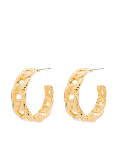 Shop Kenneth Jay Lane Chain-link Hoop Earrings In Gold