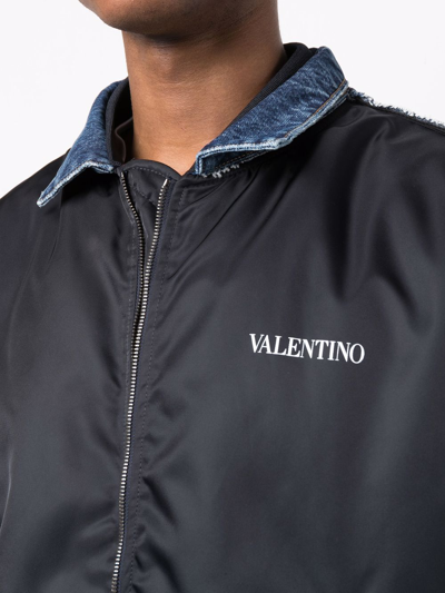 Shop Valentino Logo-print Bomber Jacket In Blue