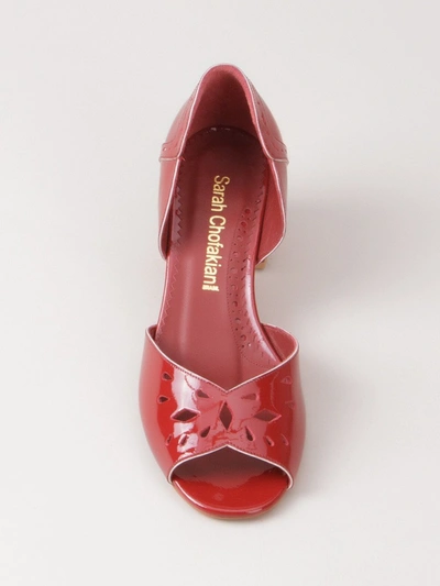 Shop Sarah Chofakian Chunky Heel Sandals In Red