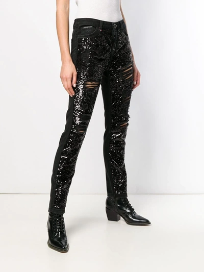 PHILIPP PLEIN BOYFRIEND PAILLETTES JEANS - 黑色