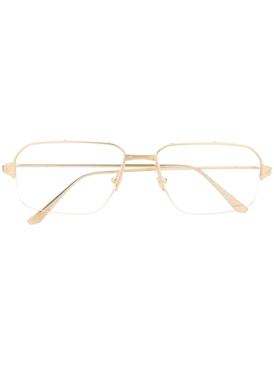 Shop Cartier Rectangular-frame Glasses In Gold