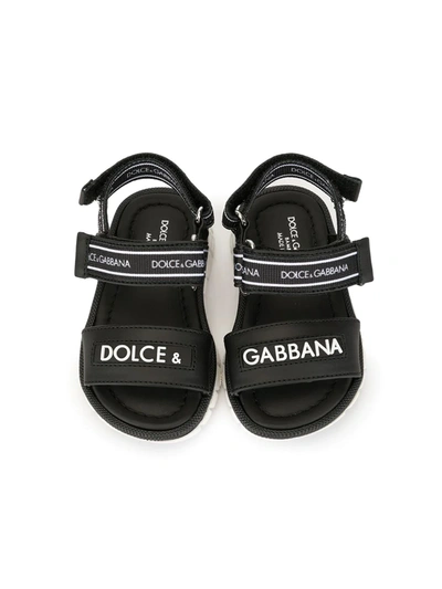 Shop Dolce & Gabbana Sporty-style Logo Sandals In Black