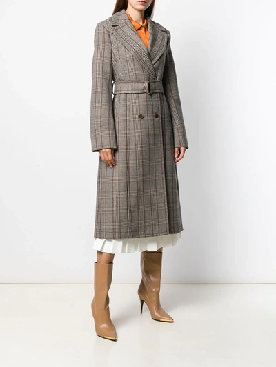 Shop Stella Mccartney Check Print Long Belted Coat In Neutrals