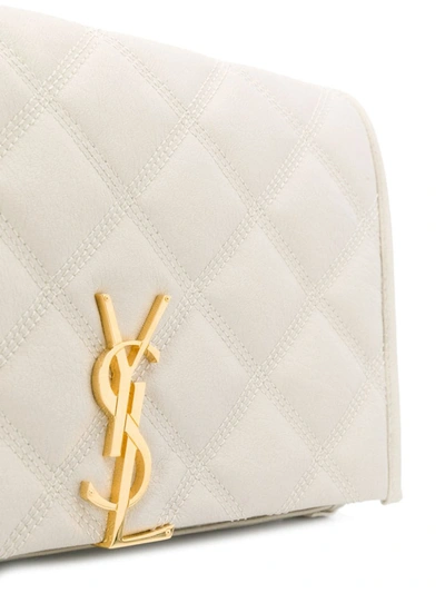 Shop Saint Laurent Angie Quilted Crossbody Bag In Neutrals