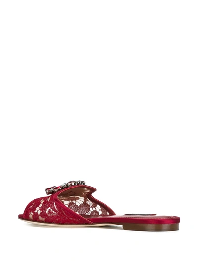 Shop Dolce & Gabbana Rainbow Lace Brooch-detail Sandals In Red