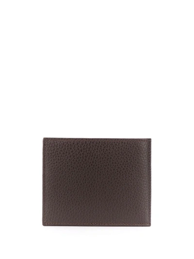 Shop Orciani Pebbled Leather Bifold Wallet In Brown
