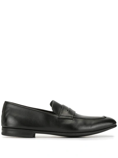 Shop Ermenegildo Zegna Nappa Leather Penny Loafers In Black